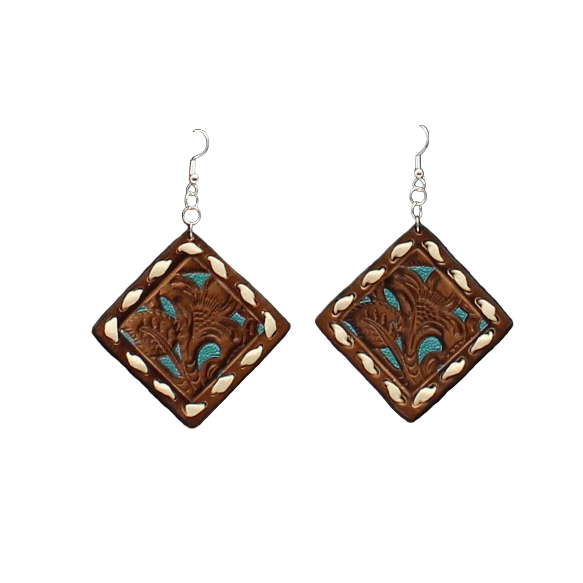 Blazin Roxx Brown Embossed Leather Earrings