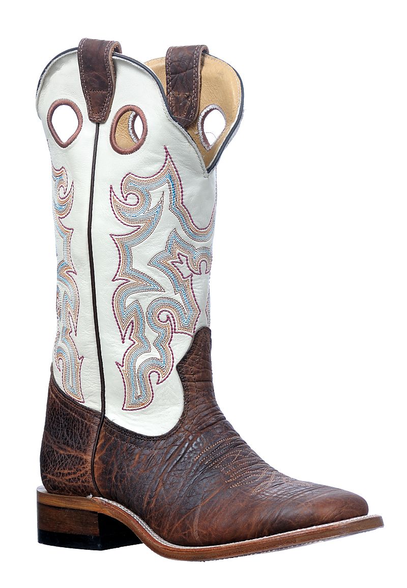 Boulet Women's Brown Cowhide Boots with Wide Square Toe