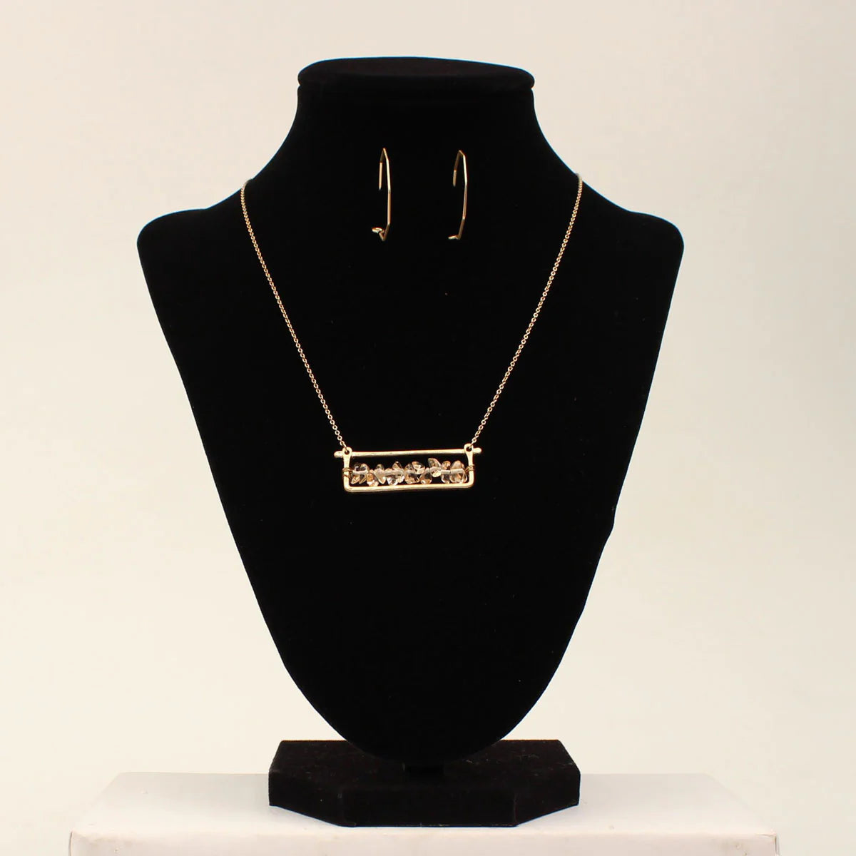 Blazin Roxx Burnished Gold Open Bar with Topaz Beads Jewelry Set