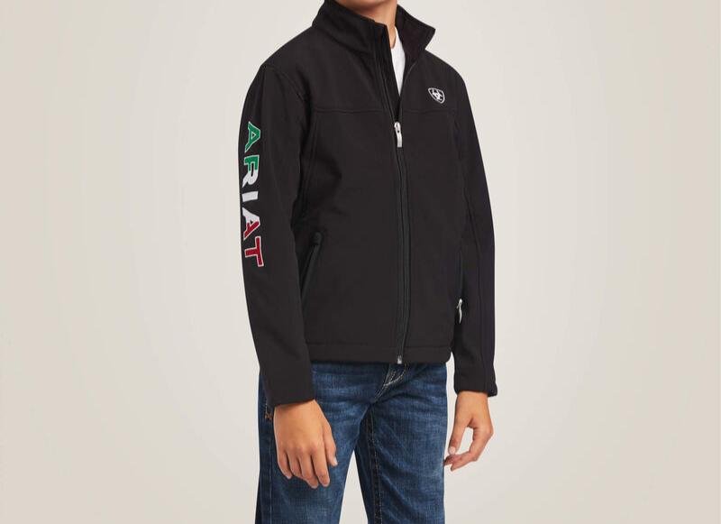Ariat Children's New Team Softshell Jacket with Mexican Flag on the Back