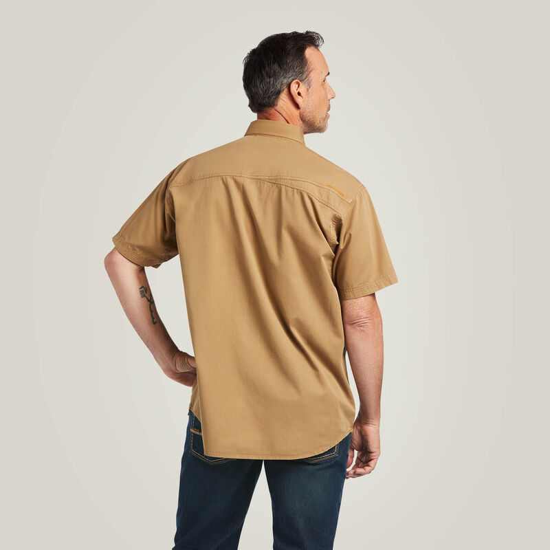 Ariat Men's Short Sleeve Rebar Washed Twill Khaki Work Shirt