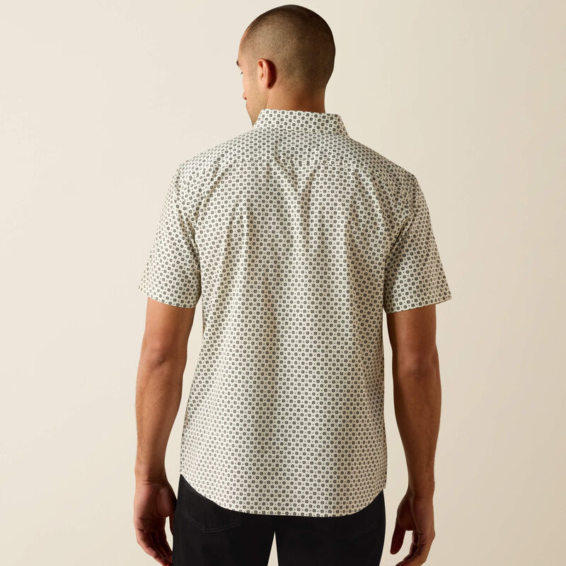 Ariat Men's Short Sleeve Macsen Modern Fit Shirt - White & Black Print