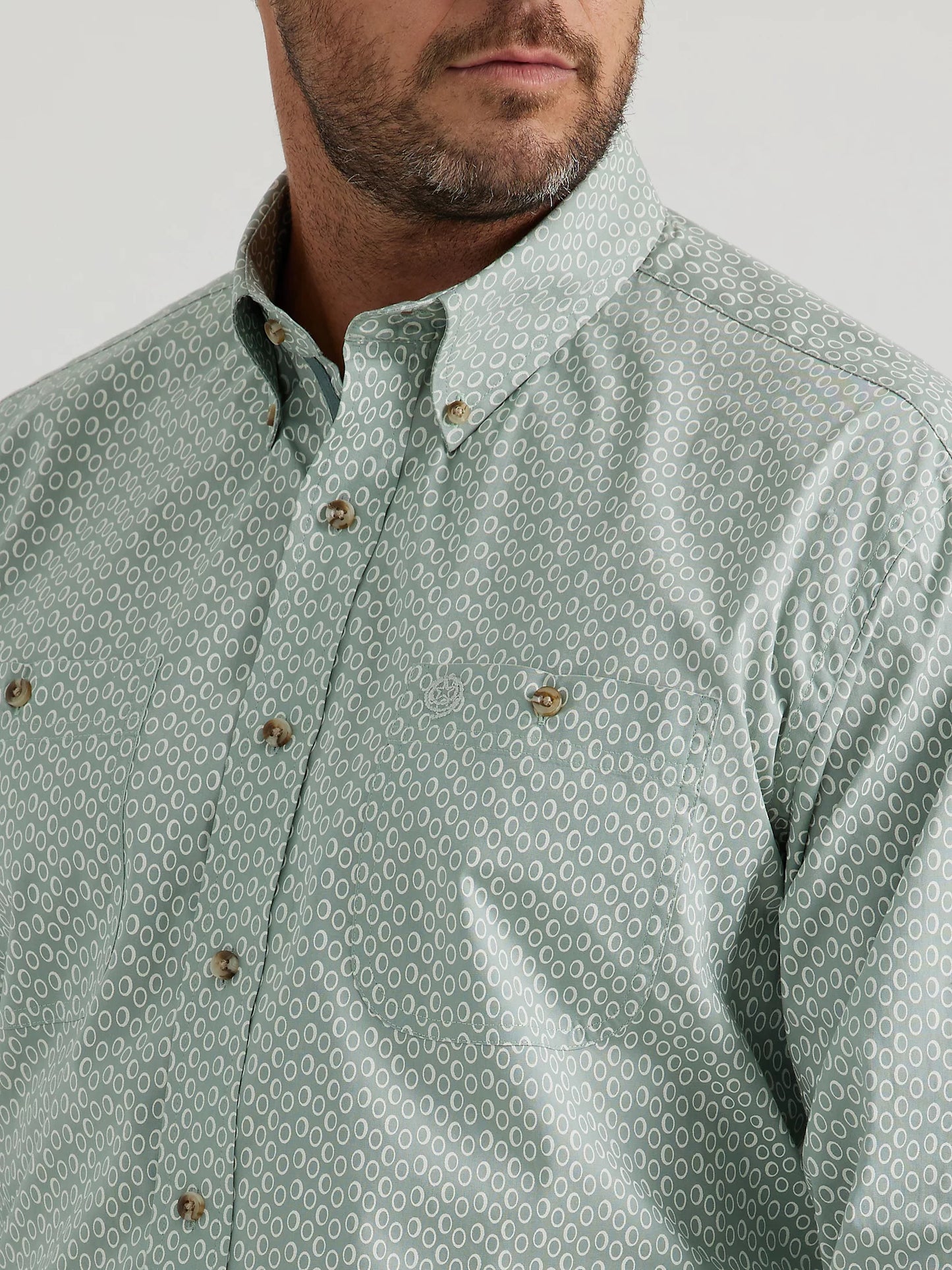 Wrangler Men's Long Sleeve Shirt - George Strait Grey Smoke Mod