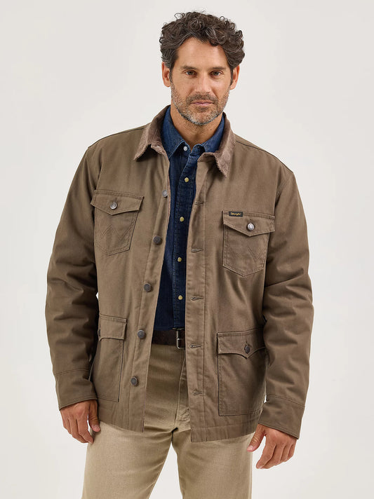 Wrangler Men's Brown Western Lined Canvas Barn Coat