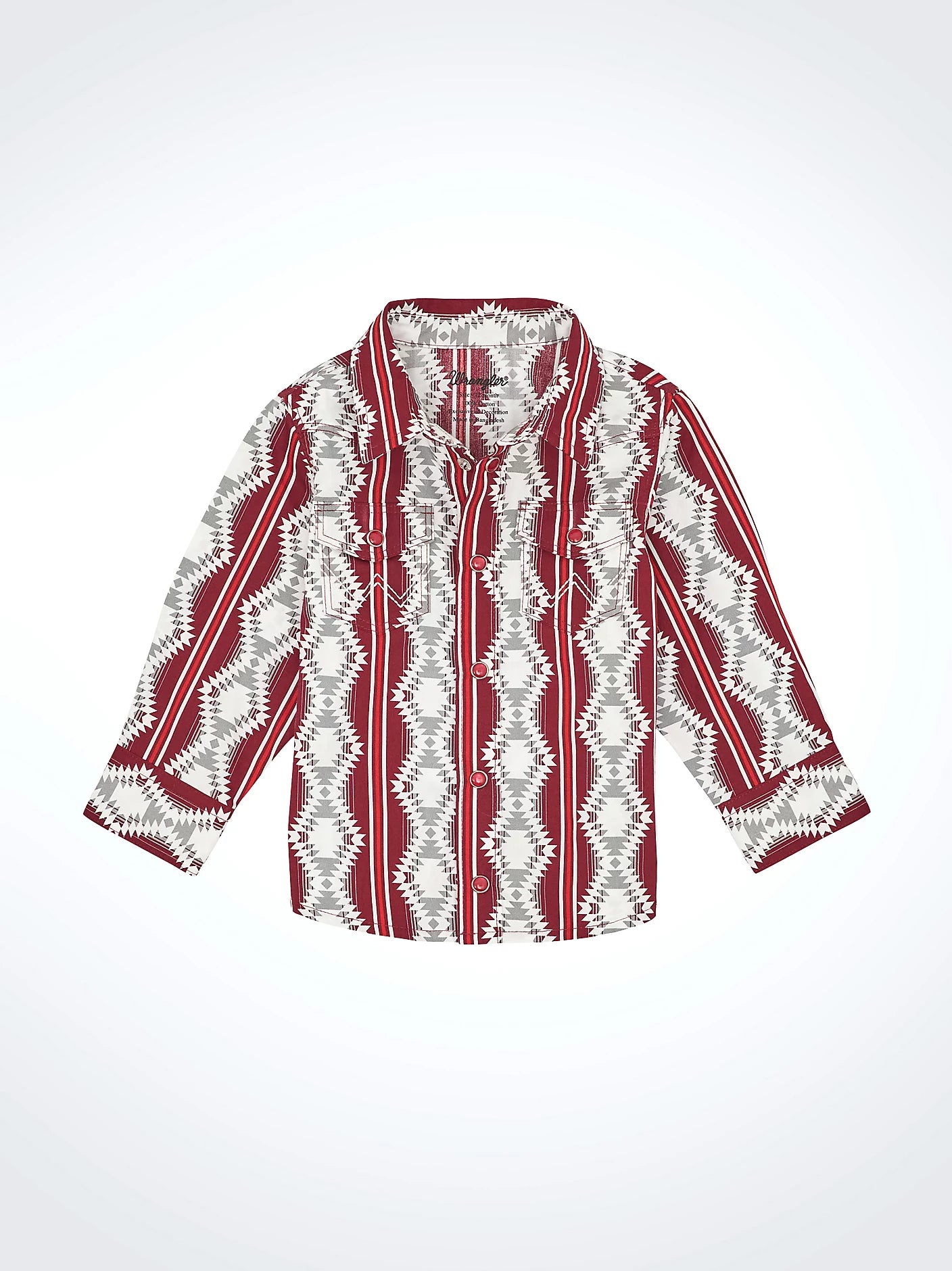 Wrangler Little Boy's Burgundy Checotah Long Sleeve Western Snap Shirt