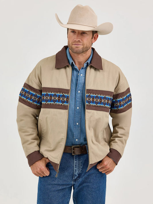 Wrangler Men's Checotah Beige Bomber Jacket