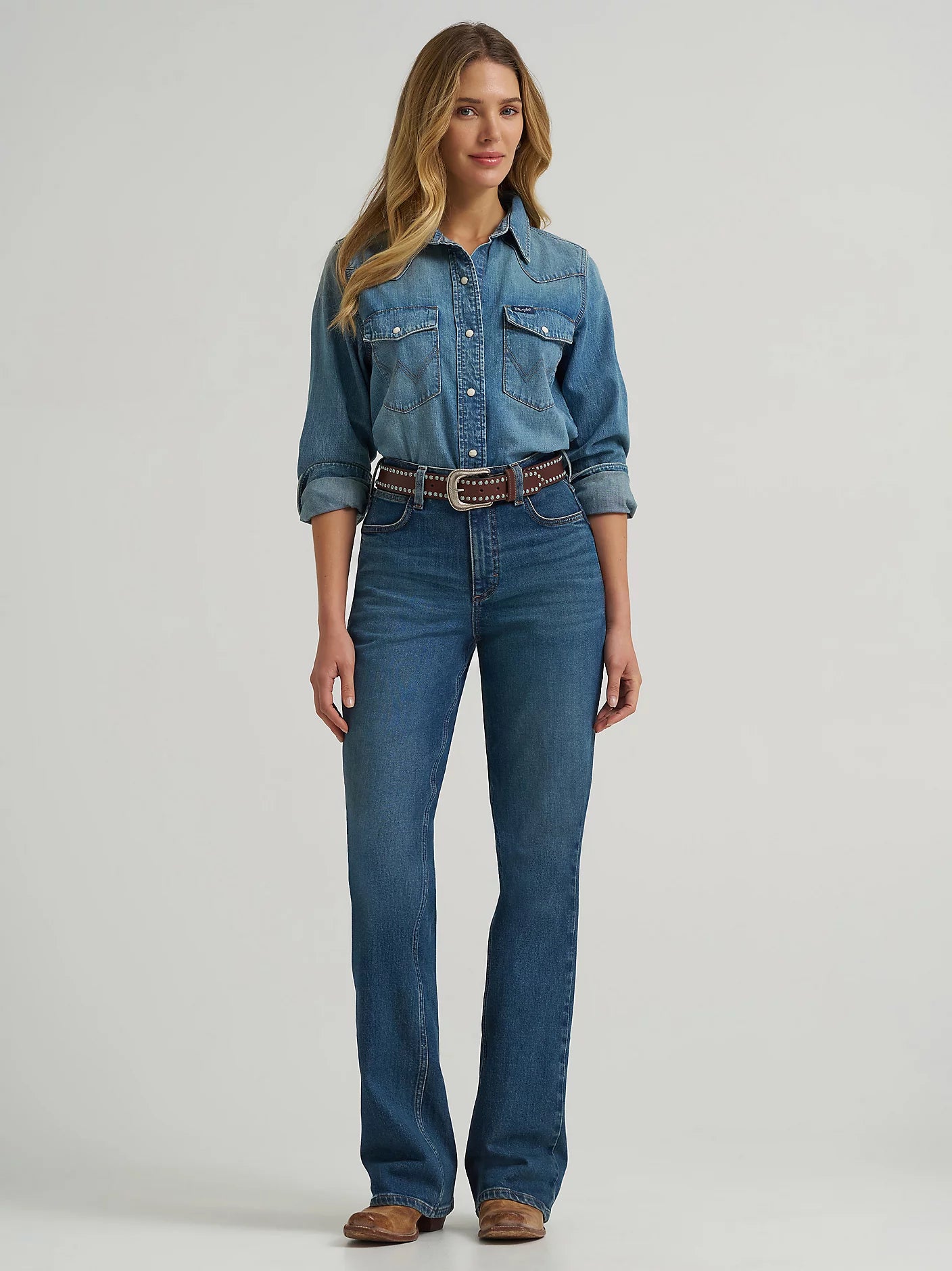 Wrangler Women's Vintage-Fit Denim Western Snap Shirt