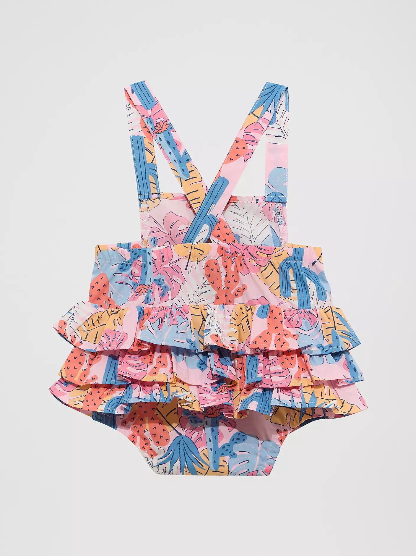 Wrangler Baby Girl's Western Printed Pink Cacti Ruffle Bodysuit