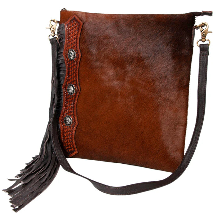 Olay Bags Hand Tooled Saddle Leather with Cowhide Leather Ladies Bag