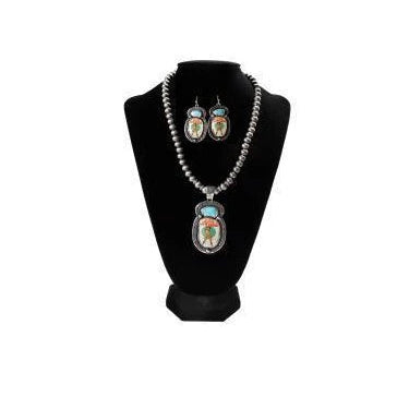 Silver Strike God Bless Cowgirls Necklace and Earrings Set