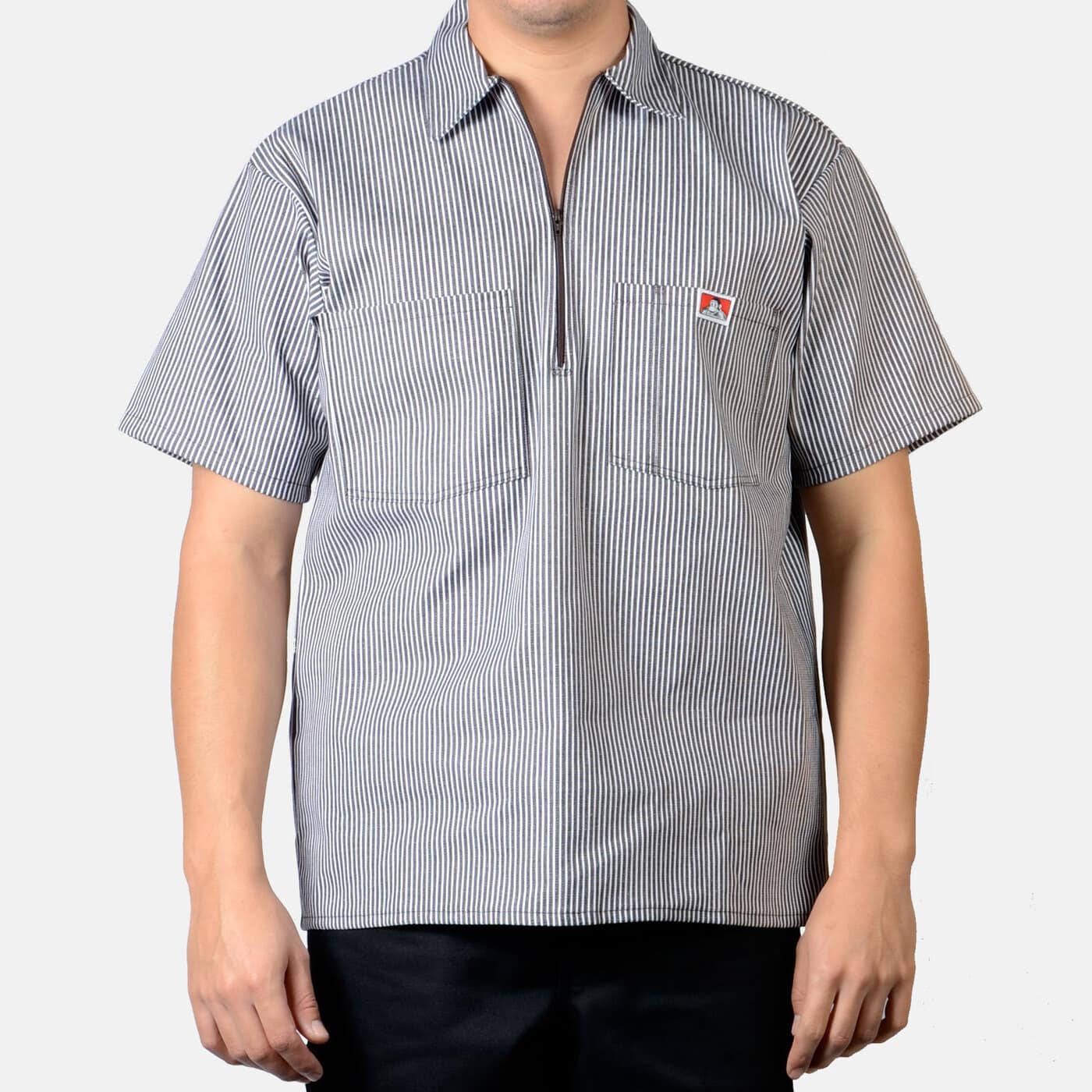 Ben Davis Men's Short Sleeve Shirt - Brown Stripe