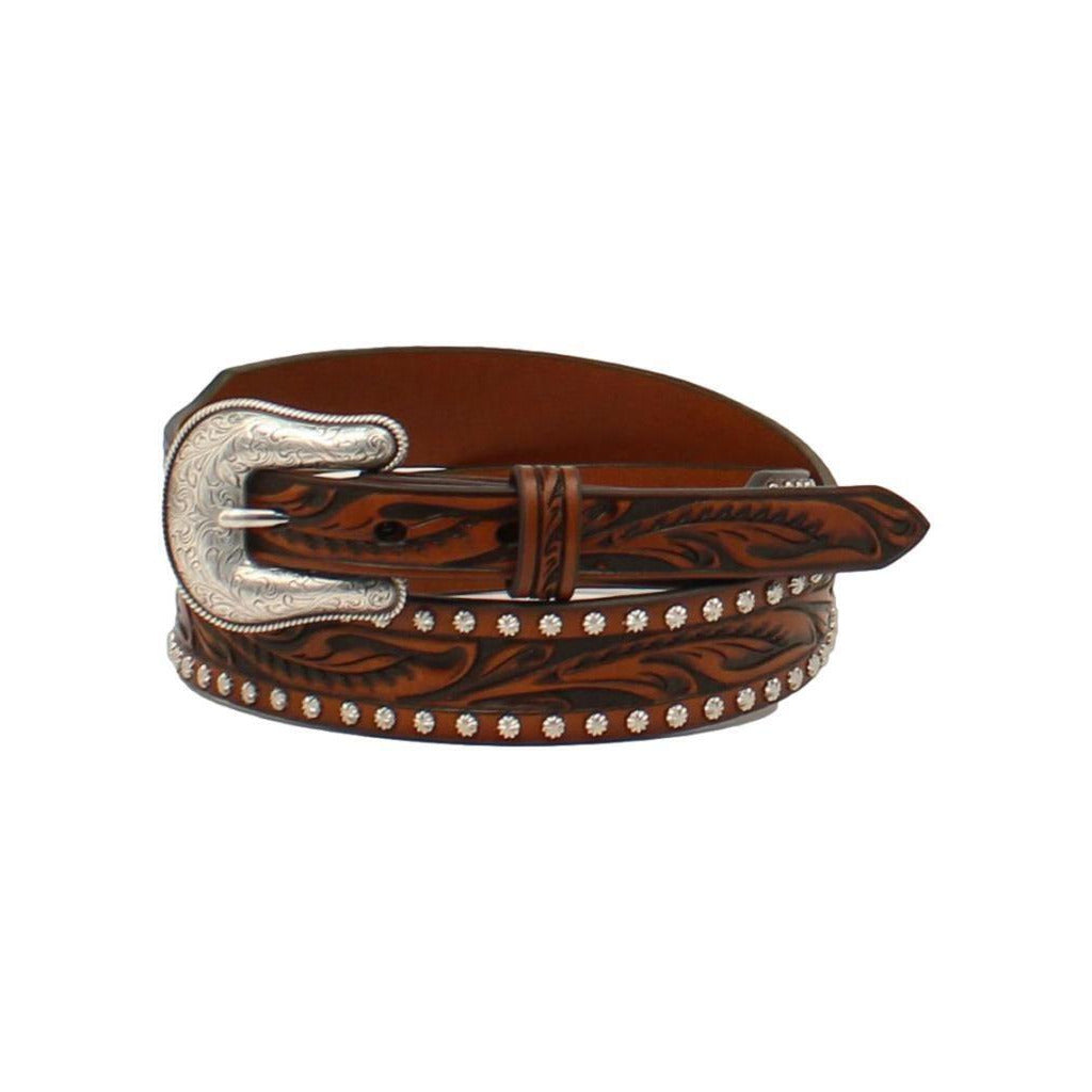 Nocona Western Belt Women's Floral Embossed Leather Studs