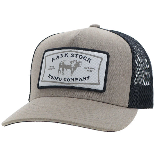 Hooey Ball Cap "Rank Stock" Hooey Hat Tan/Black with White and Black Patch