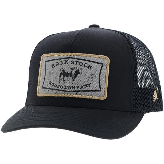 Hooey Ball Cap "Rank Stock" Hat Black with Rectangle Patch
