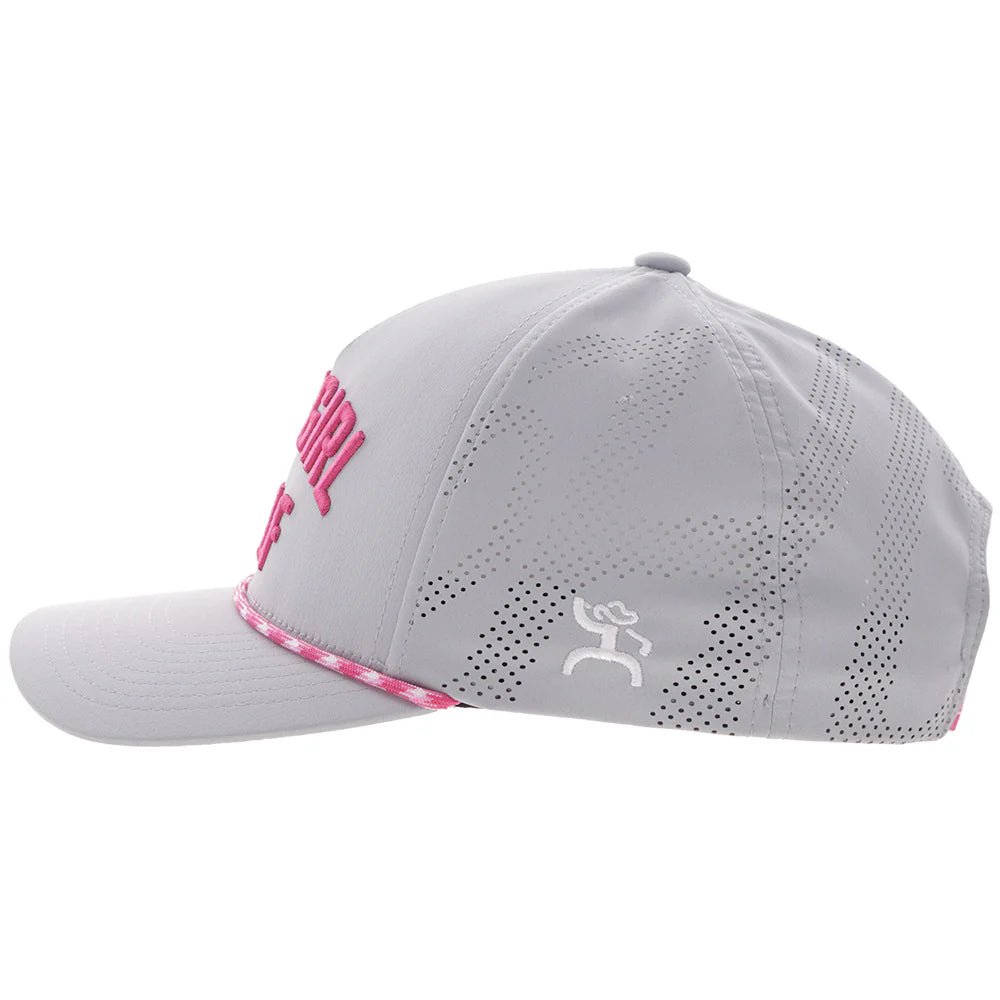 Hooey Ball Cap "Cowgirl Golf" Grey with Pink Stitching