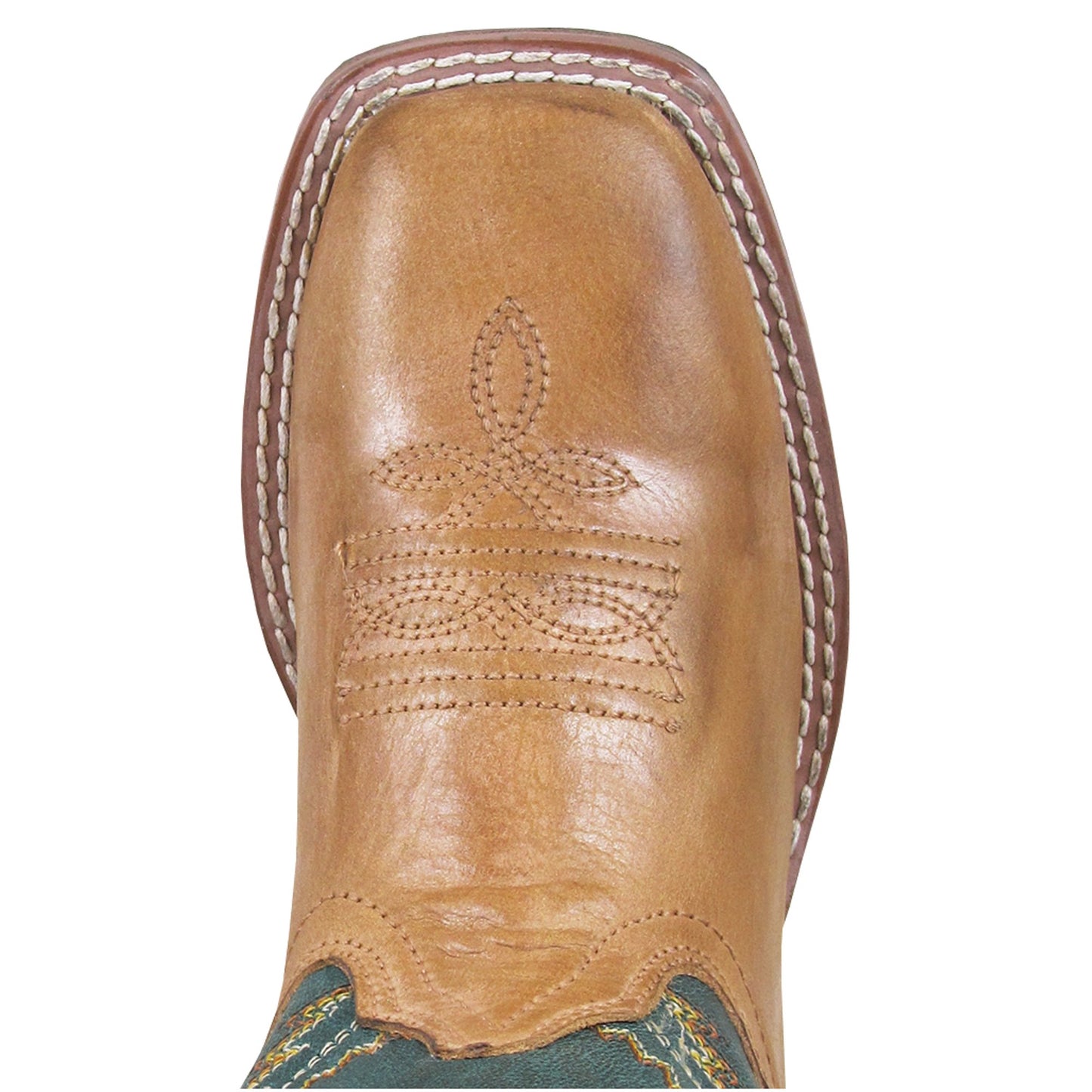 Smoky Mountain Children's Frank Western Tan Square Toe with Green Shaft Boots