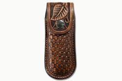 3-D Knife Sheath Closed Basket Weave Brown
