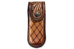 3-D Knife Sheath Closed Diamond Floral Brown