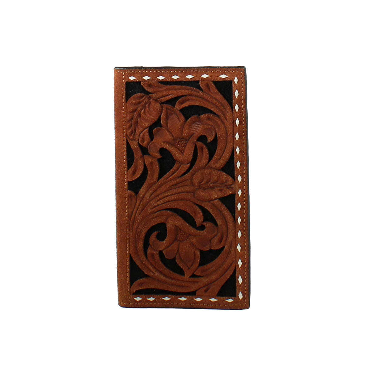 3-D Belts Wallet - Floral Filigree Brown Rodeo Wallet