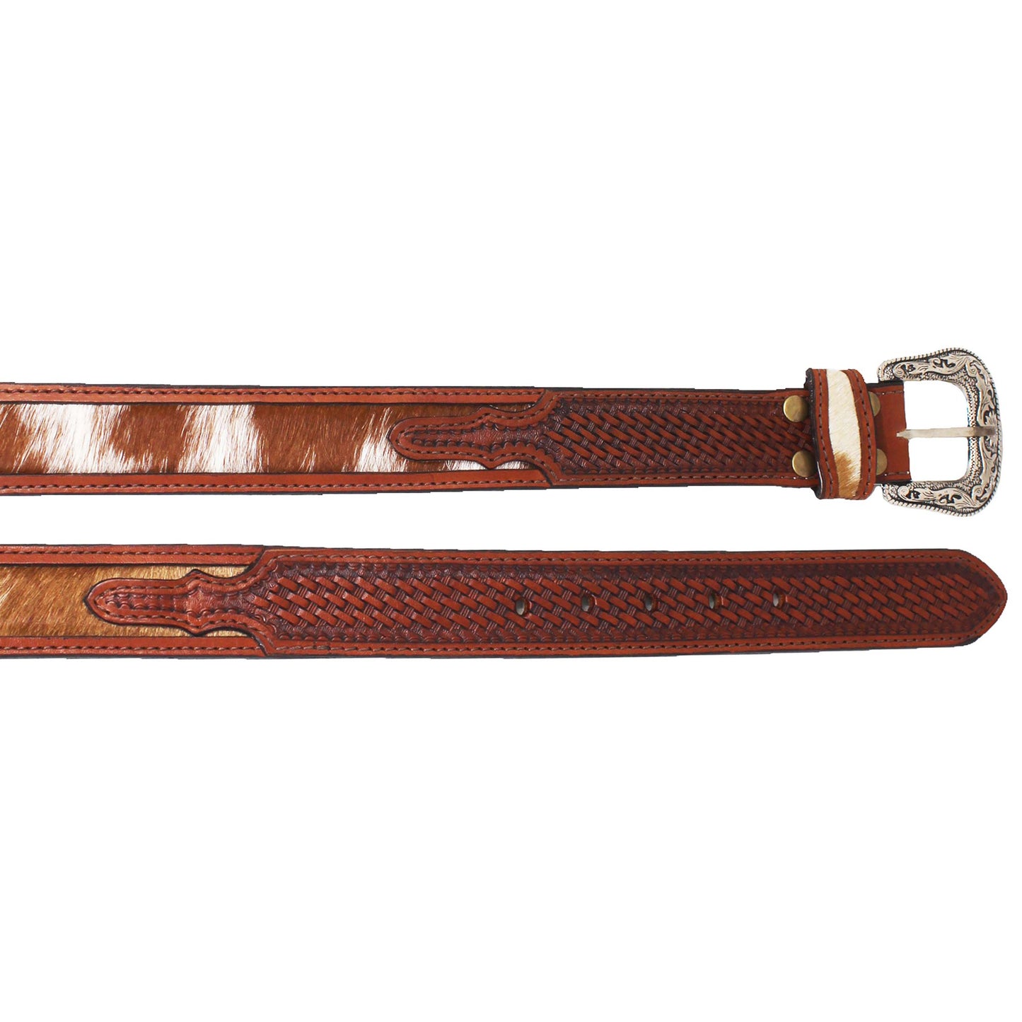 Challenger Western 1-1/2" Wide Antique Floral Tooled Full-Grain Leather Belt