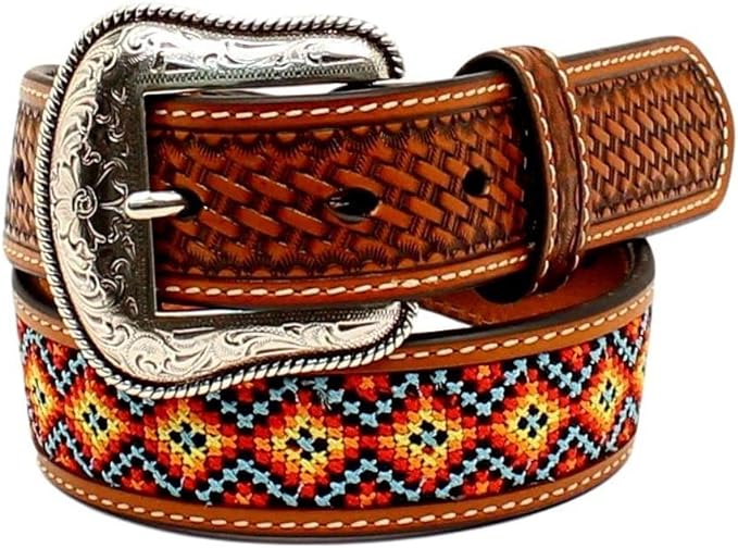 Nocona Belt Kid s Basket Weave with Aztec Inlay