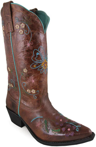 Smoky Mountain Boots - Florence Brown Crackle with Floral Embroidery