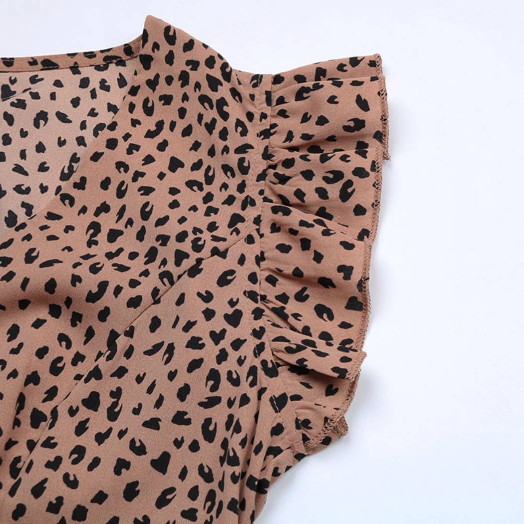The Moment Collection - New Trend Leopard Print Flutter Sleeve Romper