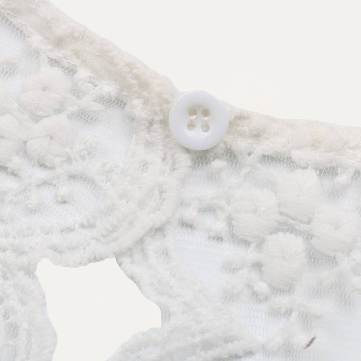 The Moment Collection - Delicate White Pointelle Open-Back V-Neck Lace Top White