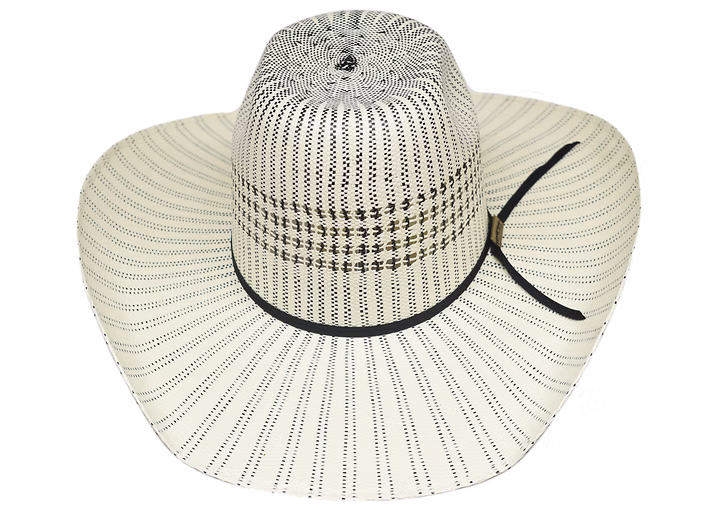 Lone Star Two-Tone Ivory & Black Vented Straw Hat with Bullrider Crown