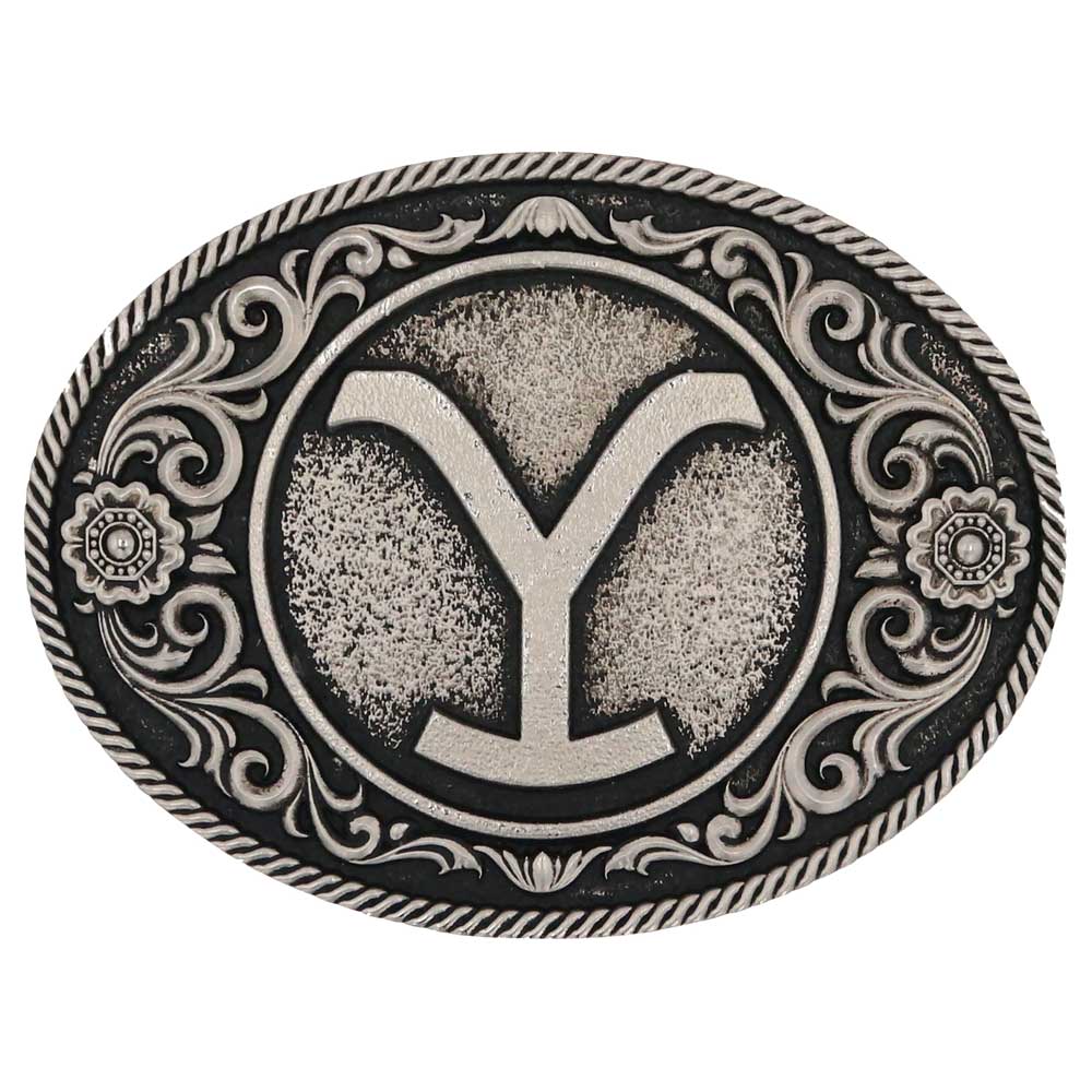 Montana Silversmiths Attitude Yellowstone Y Floral Filigree Belt Buckle