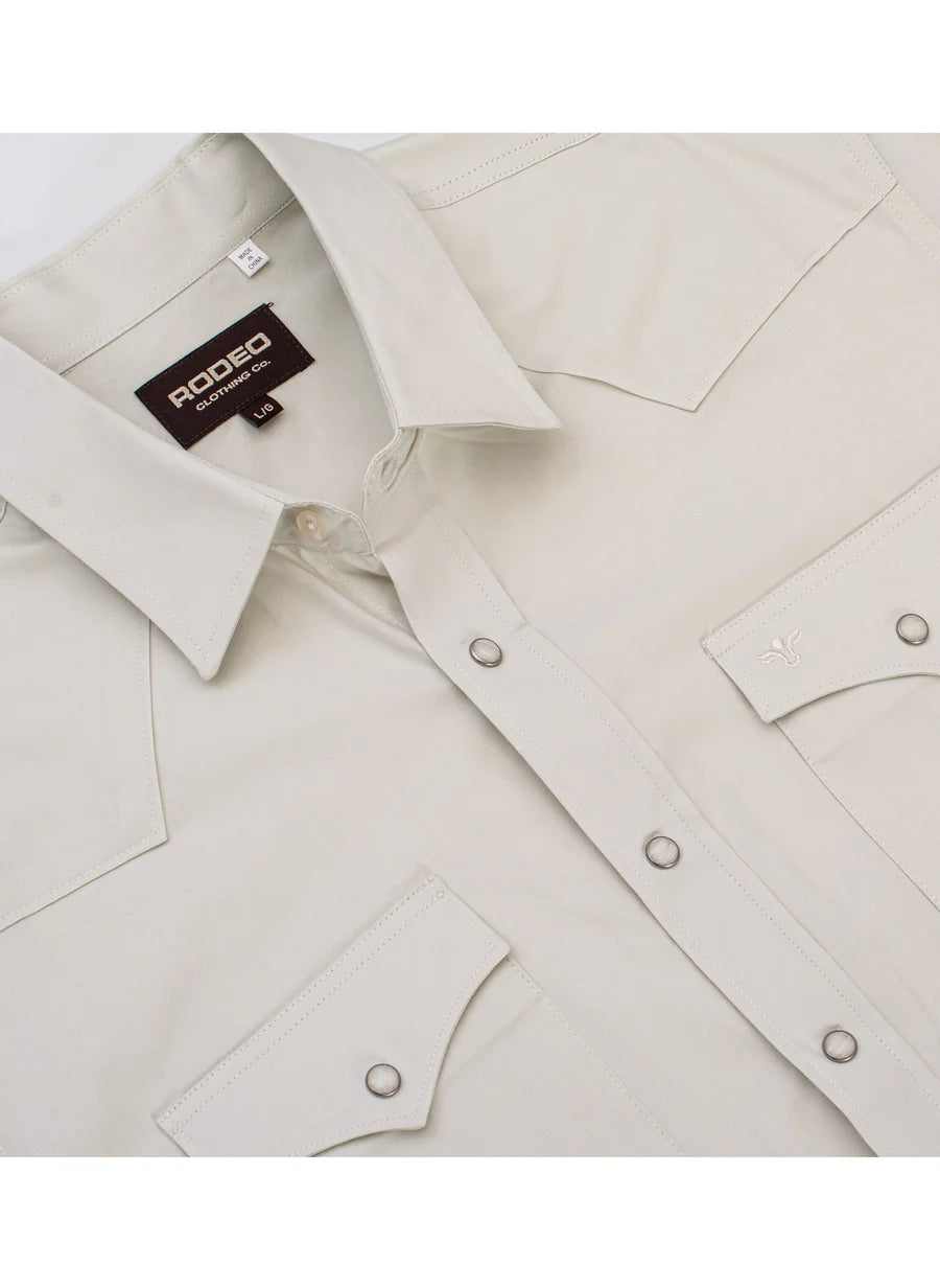 Rodeo Clothing Men's Long Sleeve Shirt - Solid Twill Ivory