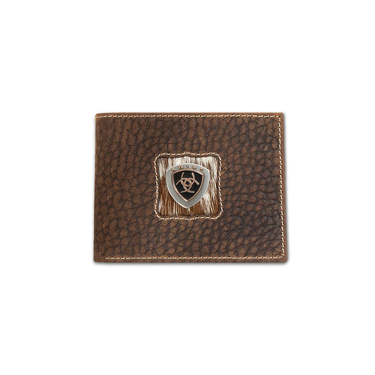 Ariat Men's Brown Trifold Calf Hair Patch Wallet