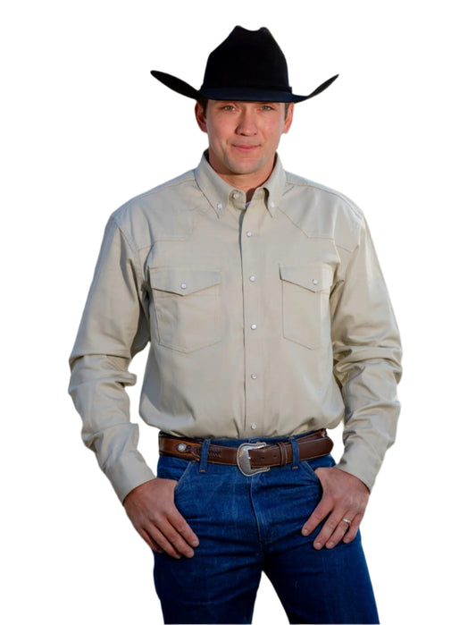 Wyoming Traders Men's Long Sleeve Twill Shirt with Pearl Snaps "Tan"