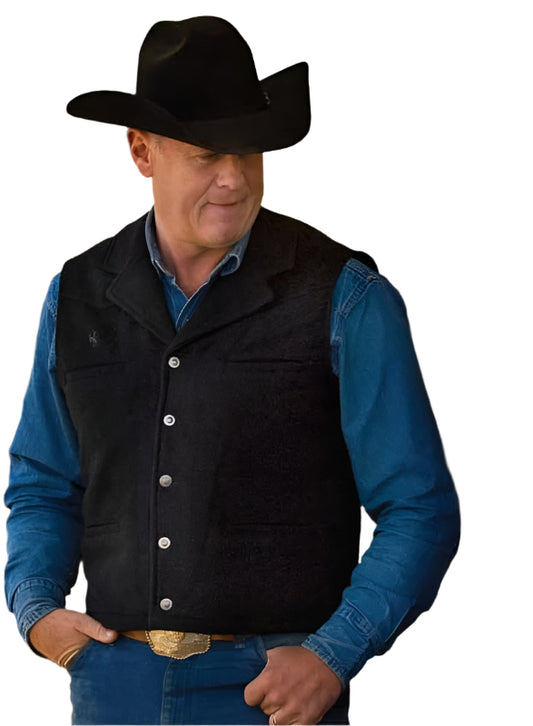 Wyoming Traders Men's Buckaroo 100% Wool Vest - Black