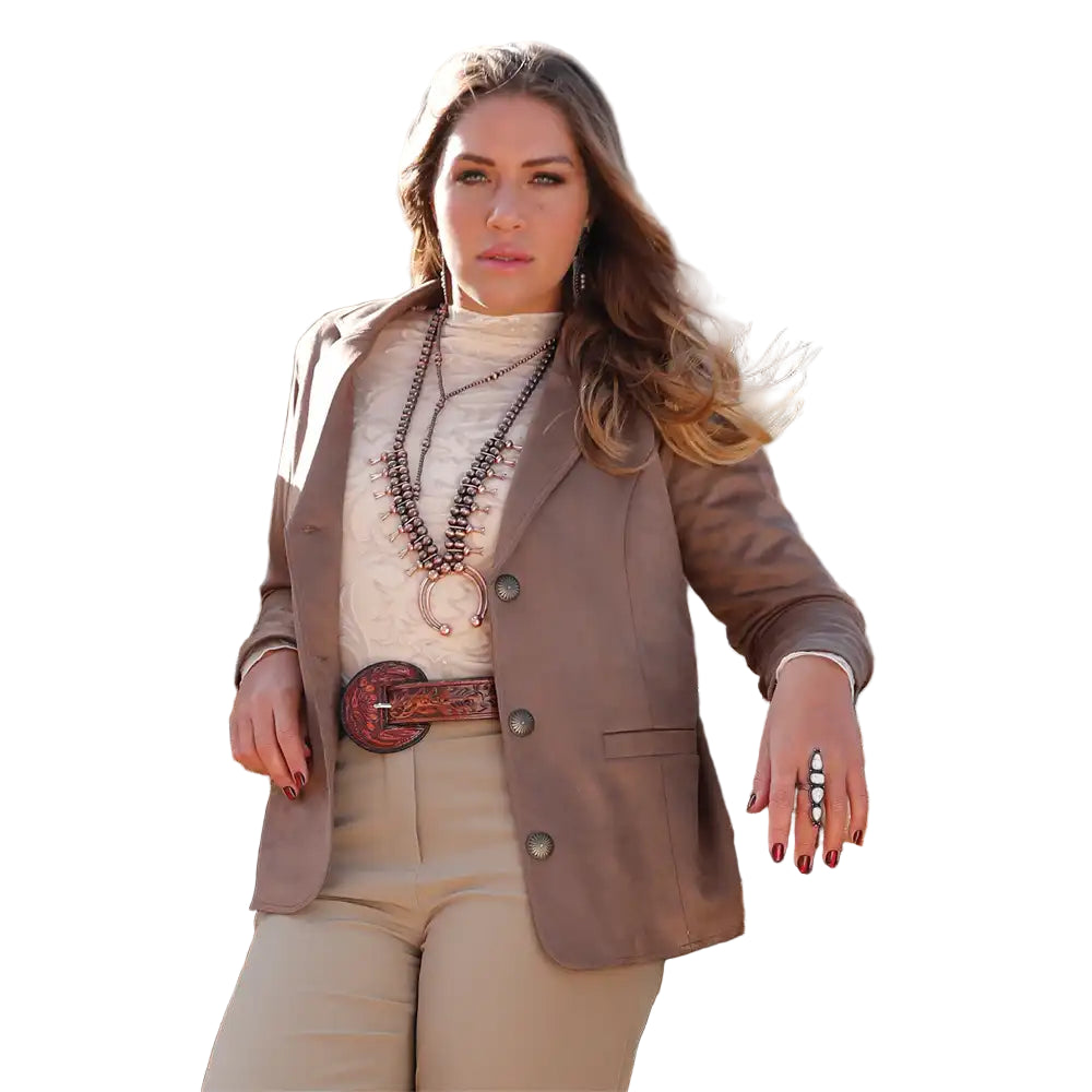 Cruel Denim Women’s Faux Suede Blazer – Brown
