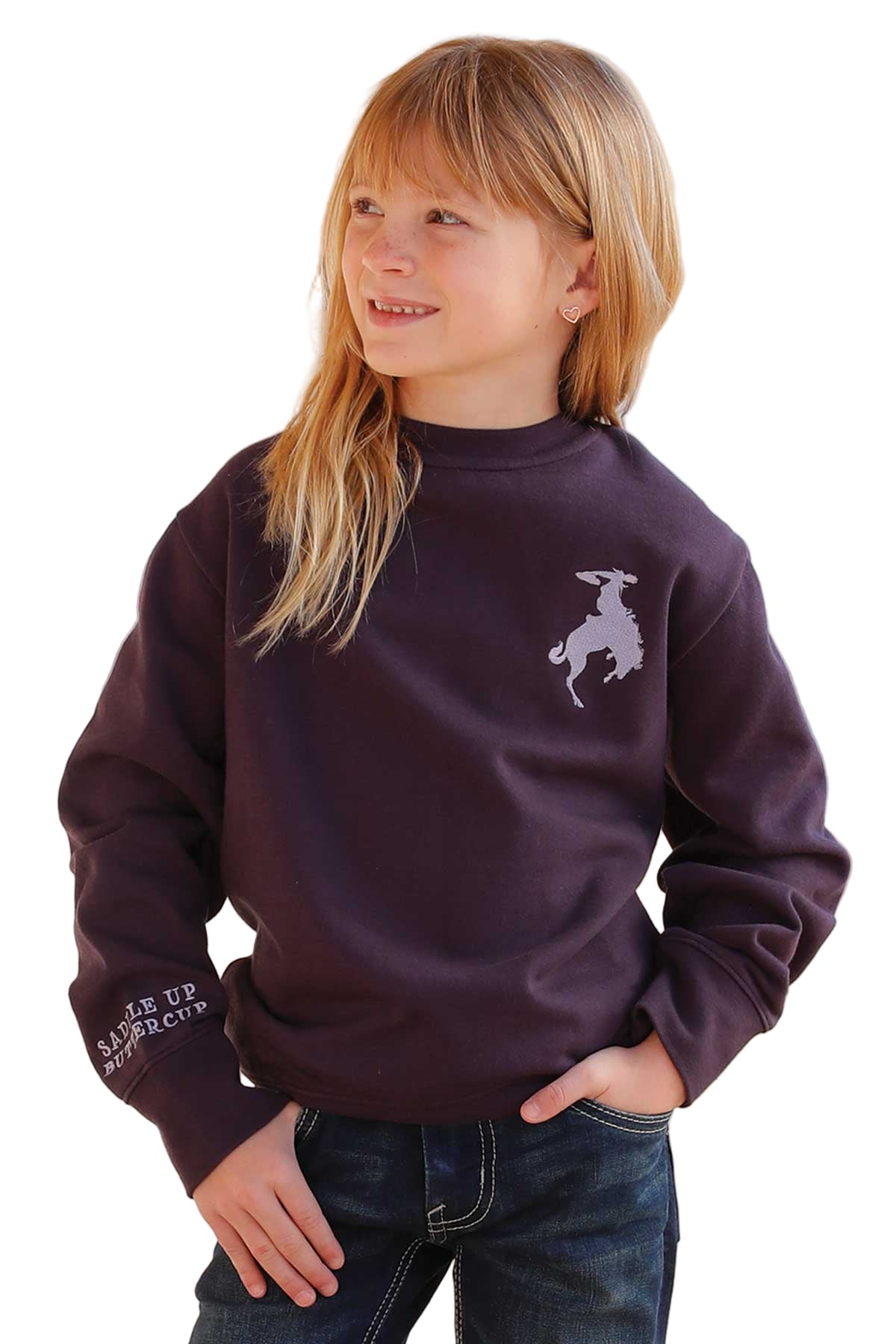 Cruel Girls Purple Saddle Up Buttercup Sweatshirt