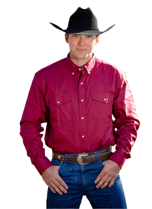 Wyoming Traders Men's Long Sleeve Oxford Shirt - Cranberry