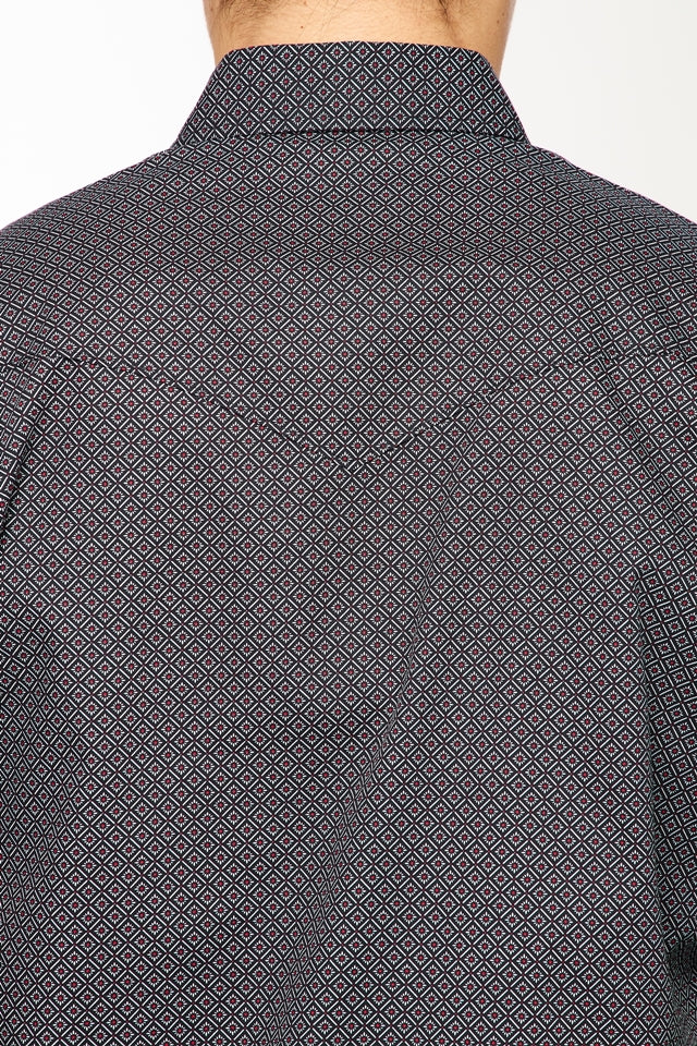 Rodeo Clothing Co. Men's Long Sleeve Shirt - Black with White & Red Print