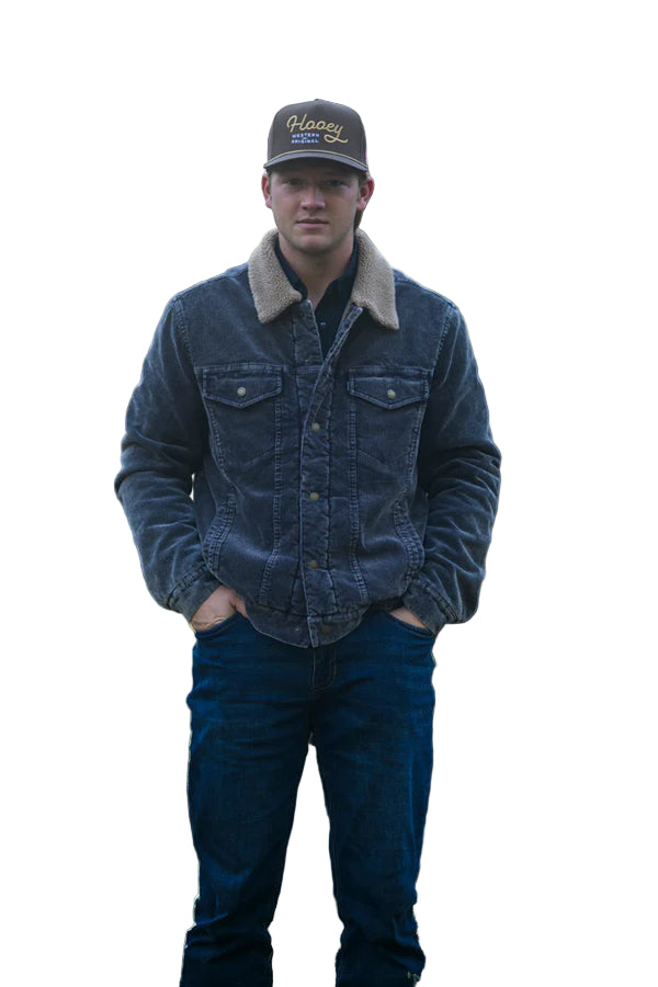 Hooey Men's "Mesquite" Corduroy Jacket Grey with Tan Sherpa