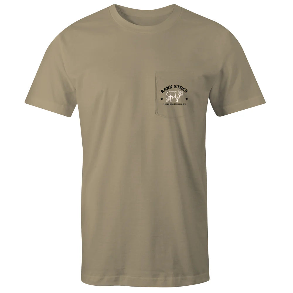 Hooey Charbray Men's Tan T-Shirt with Black & White Logo on Back