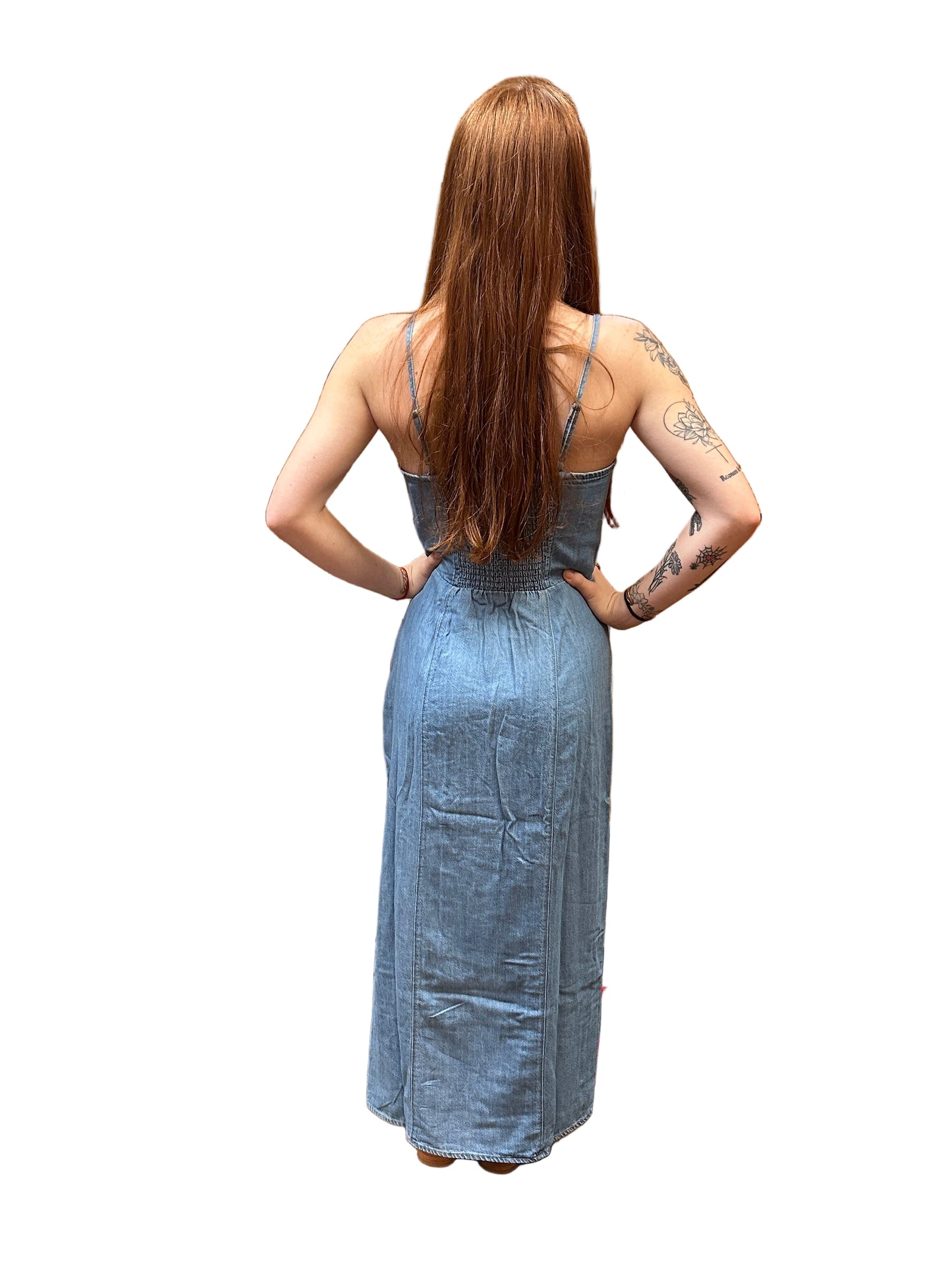 Wrangler Women's Fitted Long Denim Dress with Slit