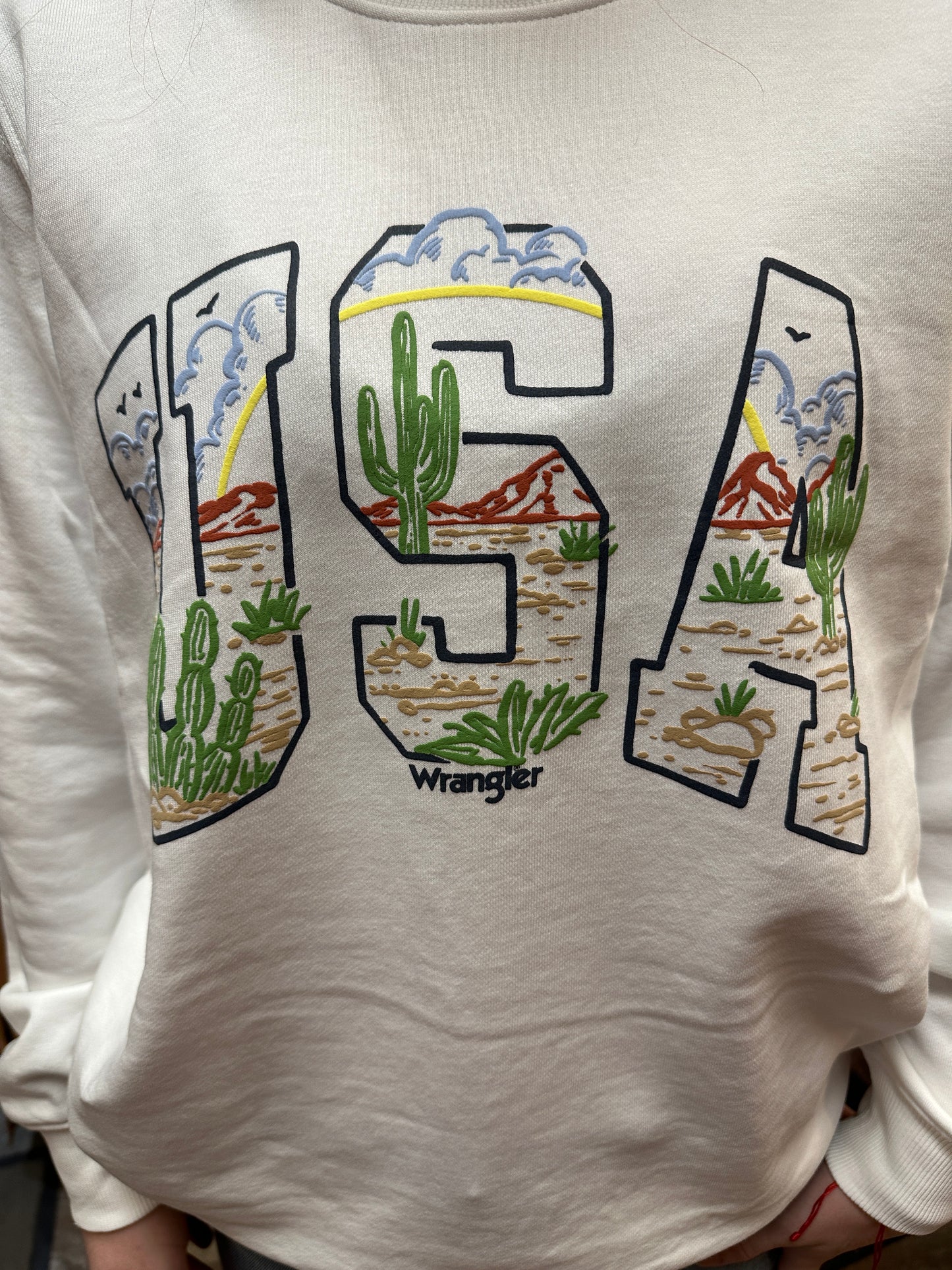 Wrangler Retro Women's Long Sleeve White Sweatshirt with USA Graphic
