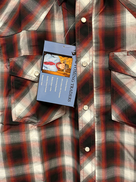 Wyoming Traders Men's Long Sleeve Plaid Shirt - Burgundy & White