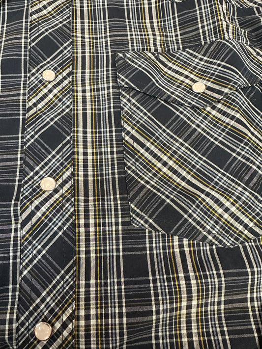 Wyoming Traders Men's Long Sleeve Plaid Shirt - Navy & Yellow