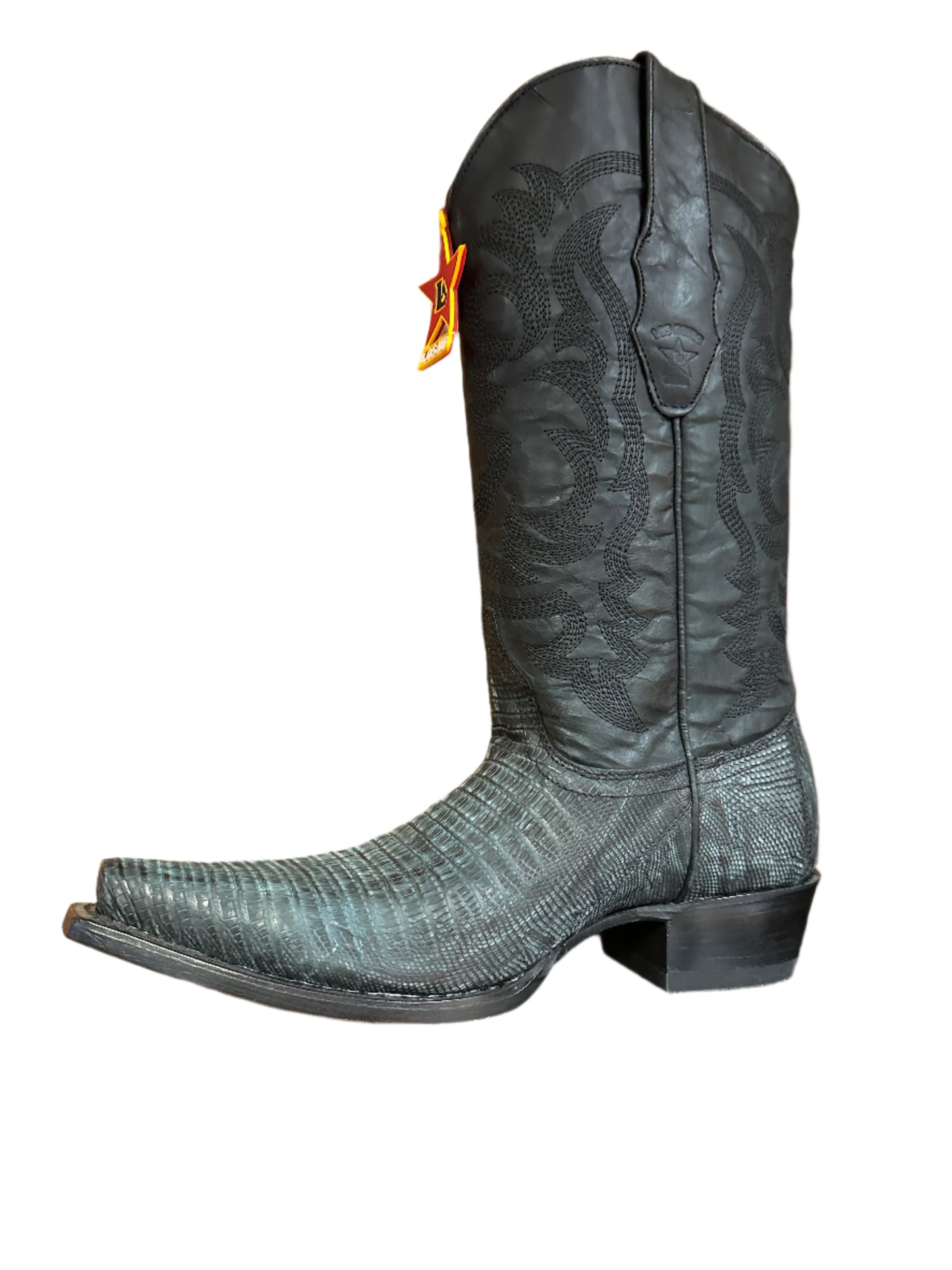 Los Altos Men's Boots - Sanded Black Teju Lizard Snip Toe