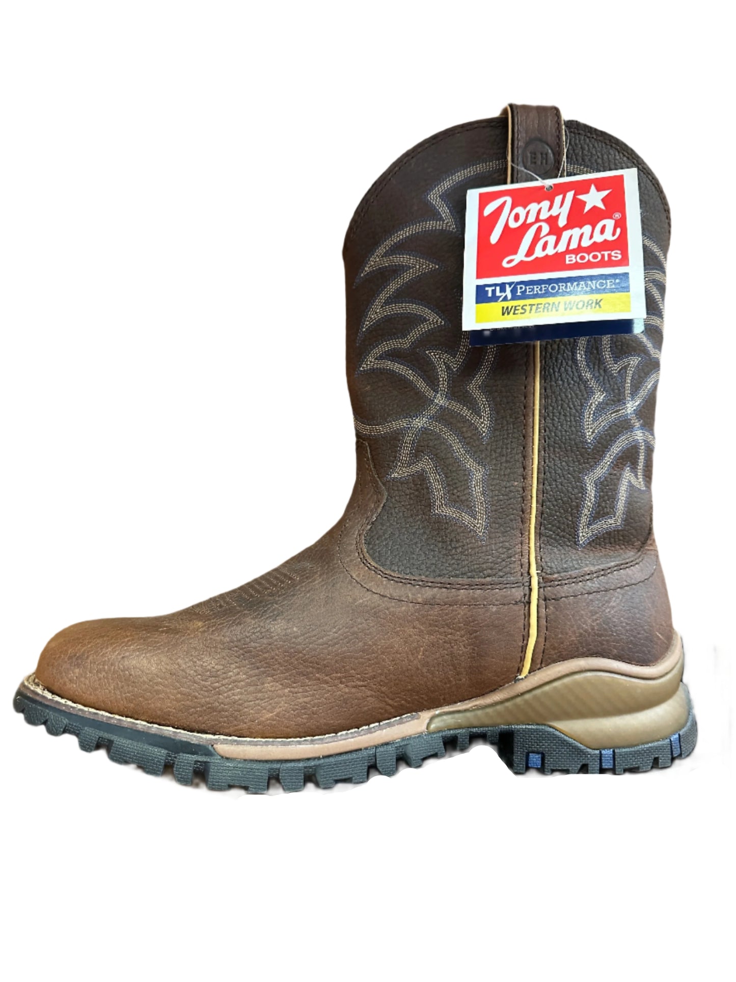 Tony Lama Men's Boots - Brown Square Toe Waterproof Work Boot with Vibram Sole