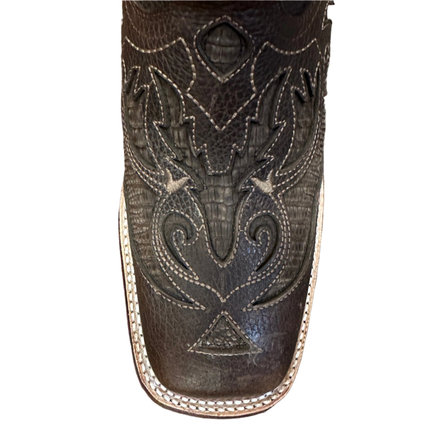 Los Altos Women's Boots - Brown Leather Overlay Teju Lizard Square Toe