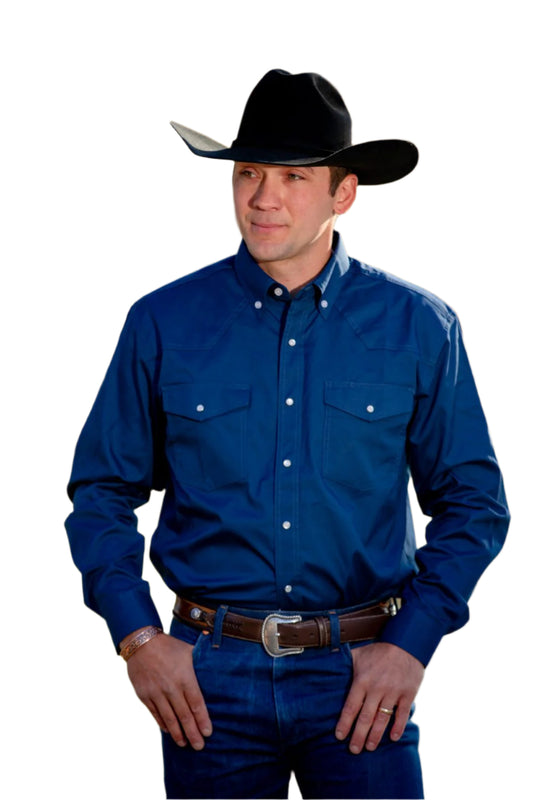 Wyoming Traders Men's Long Sleeve Oxford Shirt - Imperial Blue