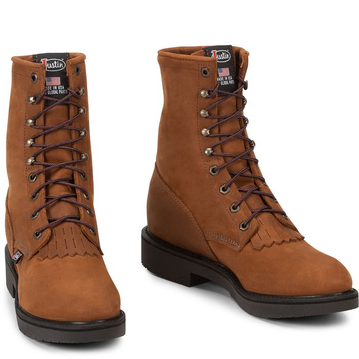 Justin Boots Men's Conductor Hazel Brown Cowhide Round Toe