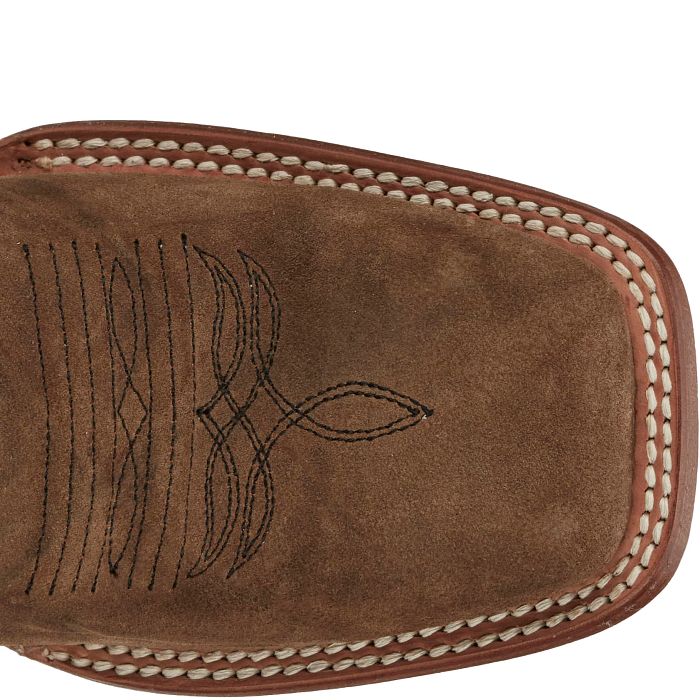 Justin Women's Boots - Palisade Brown Rough Out with Black & Green Tops & Square Toe